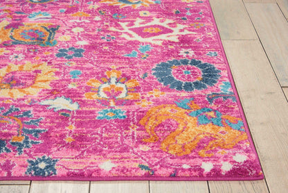 2’ X 6’ Fuchsia And Orange Distressed Runner Rug