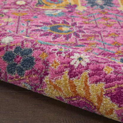 2’ X 6’ Fuchsia And Orange Distressed Runner Rug