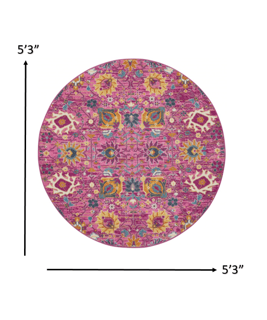 2’ X 6’ Fuchsia And Orange Distressed Runner Rug