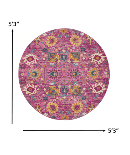 2’ X 6’ Fuchsia And Orange Distressed Runner Rug