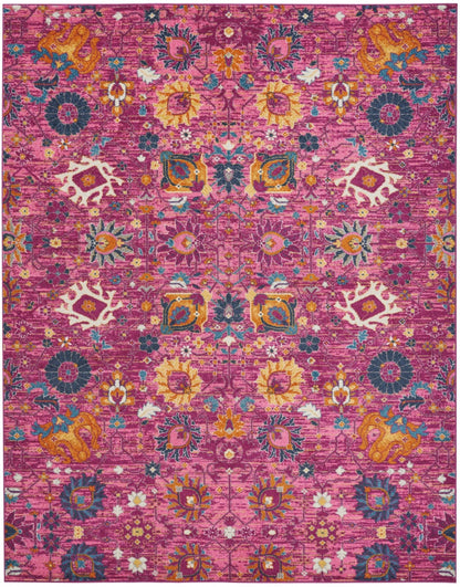 2’ X 6’ Fuchsia And Orange Distressed Runner Rug