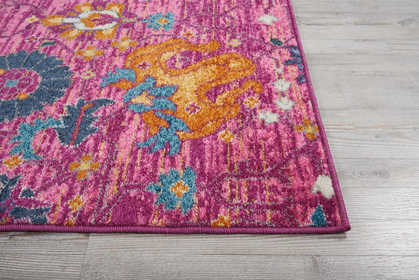 2’ X 6’ Fuchsia And Orange Distressed Runner Rug