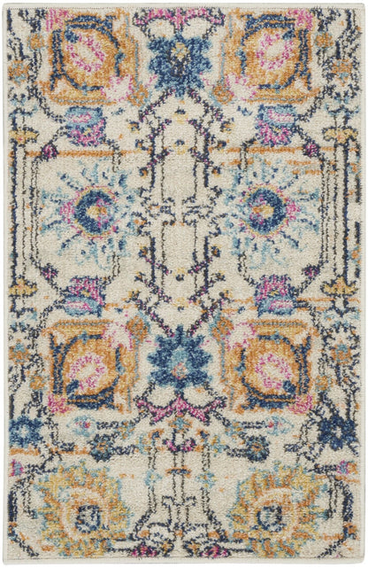 2’ X 3’ Ivory And Multicolor Floral Buds Scatter Rug