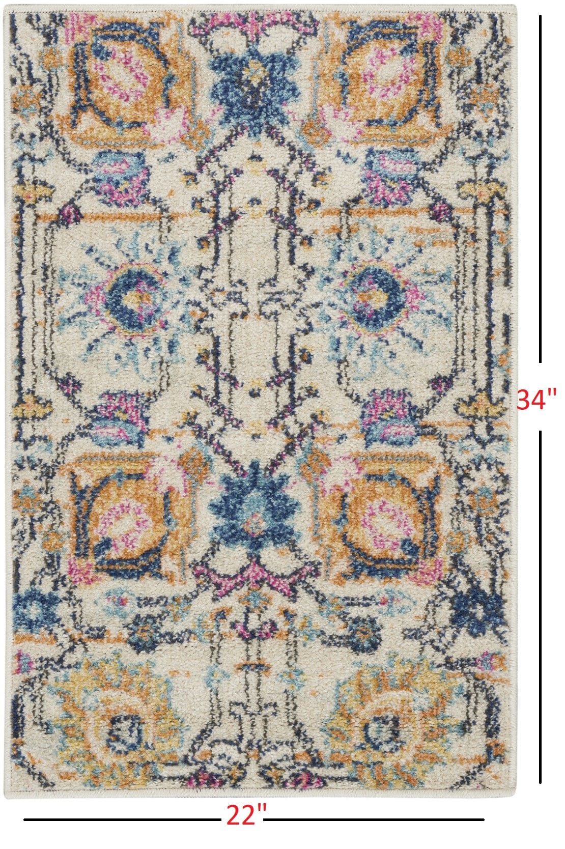 2’ X 3’ Ivory And Multicolor Floral Buds Scatter Rug
