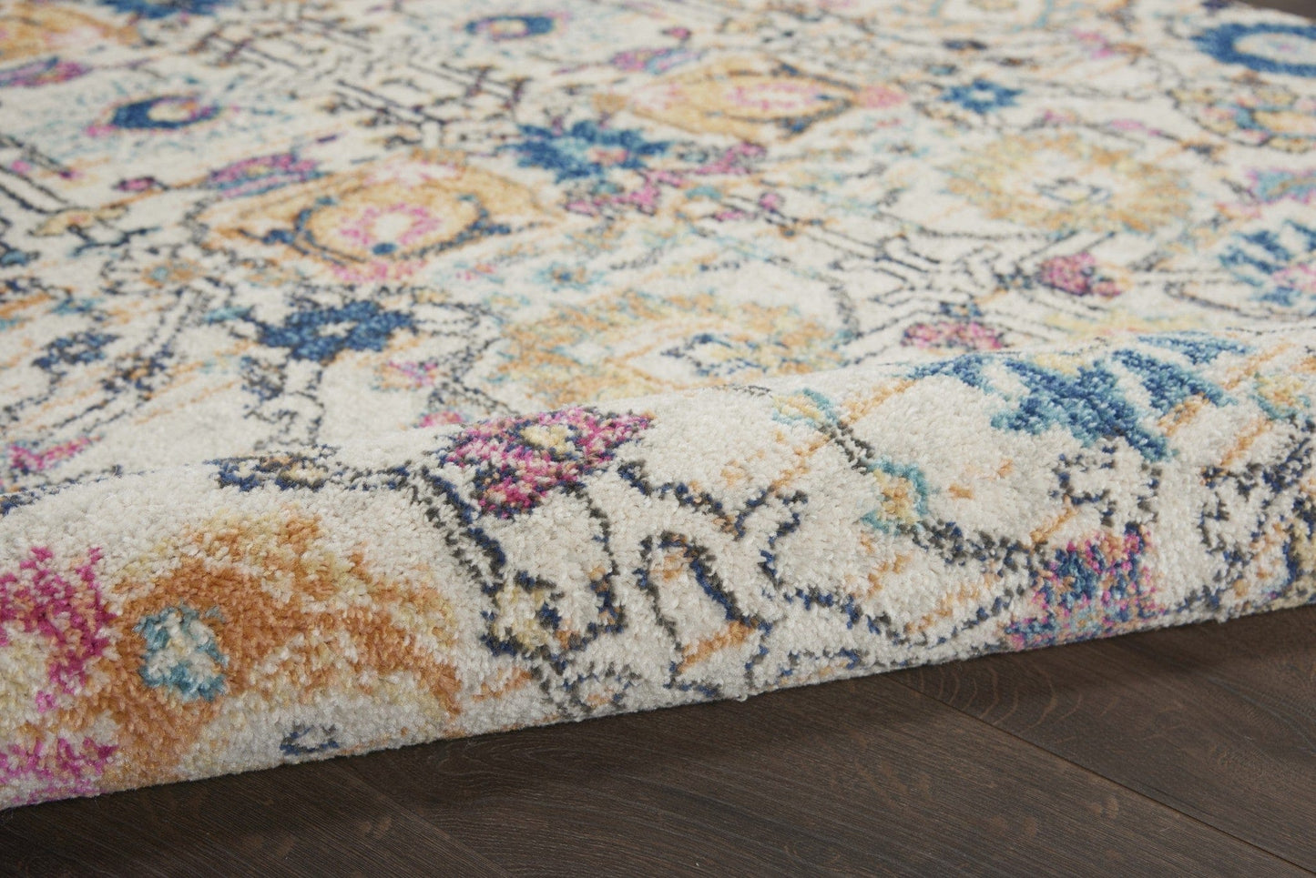 2’ X 3’ Ivory And Multicolor Floral Buds Scatter Rug