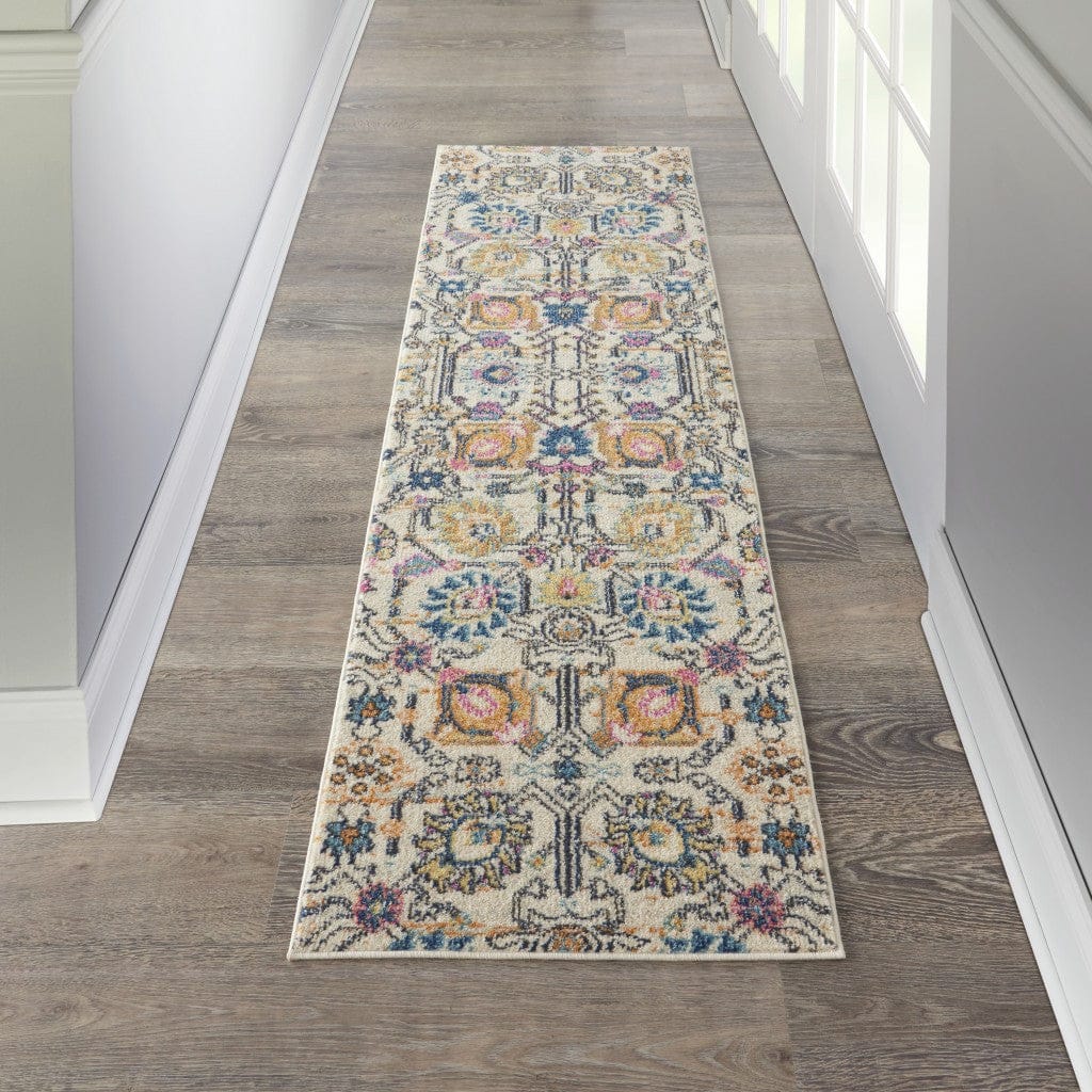 2’ X 3’ Ivory And Multicolor Floral Buds Scatter Rug