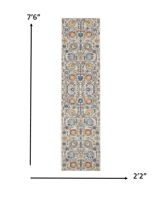 2’ X 3’ Ivory And Multicolor Floral Buds Scatter Rug