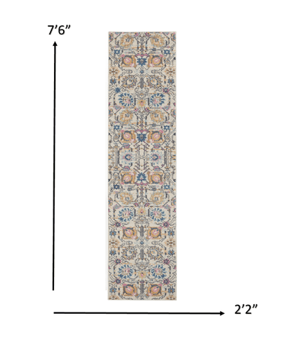 2’ X 3’ Ivory And Multicolor Floral Buds Scatter Rug