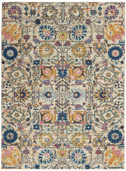 4’ X 6’ Ivory And Multicolor Floral Buds Area Rug