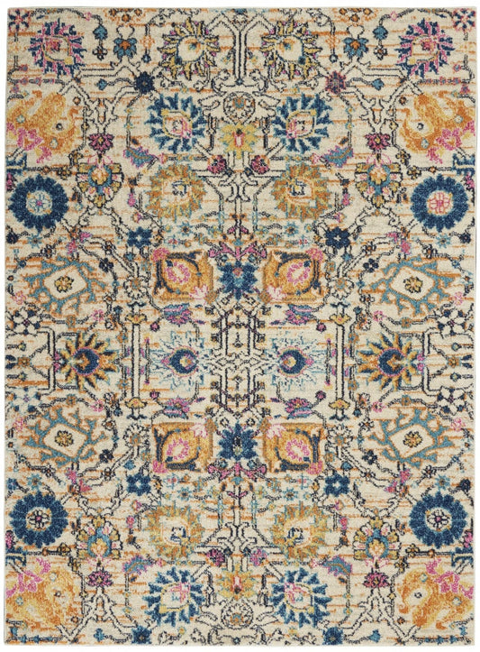 4’ X 6’ Ivory And Multicolor Floral Buds Area Rug