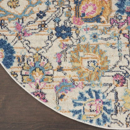2’ X 3’ Ivory And Multicolor Floral Buds Scatter Rug