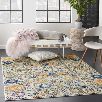 2’ X 3’ Ivory And Multicolor Floral Buds Scatter Rug