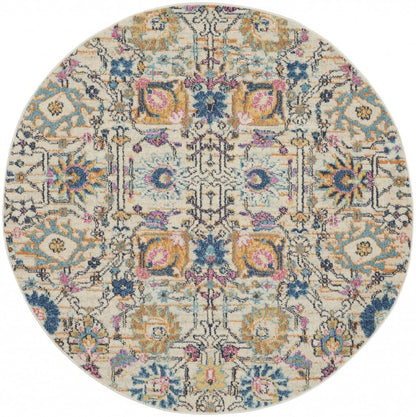 2’ X 3’ Ivory And Multicolor Floral Buds Scatter Rug