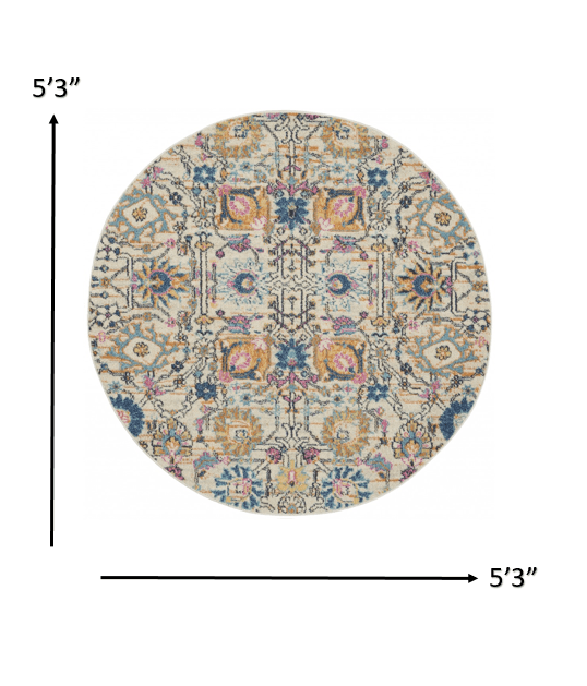 2’ X 3’ Ivory And Multicolor Floral Buds Scatter Rug