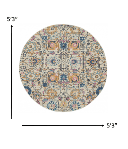 2’ X 3’ Ivory And Multicolor Floral Buds Scatter Rug