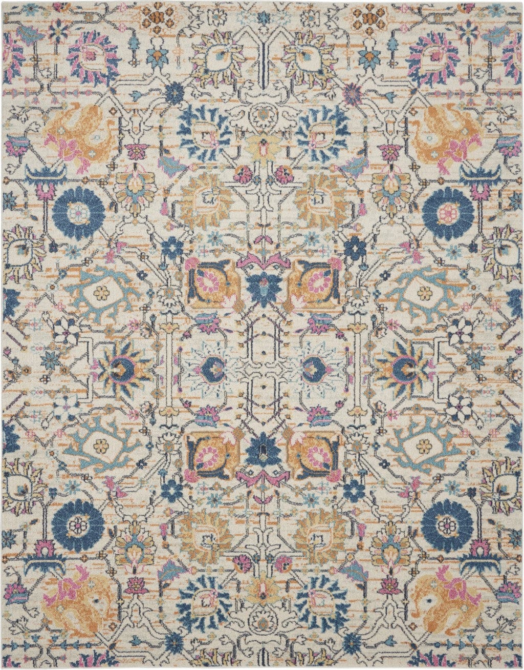 2’ X 3’ Ivory And Multicolor Floral Buds Scatter Rug