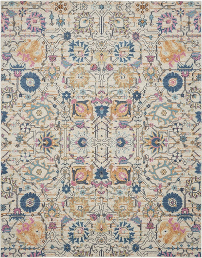 2’ X 3’ Ivory And Multicolor Floral Buds Scatter Rug