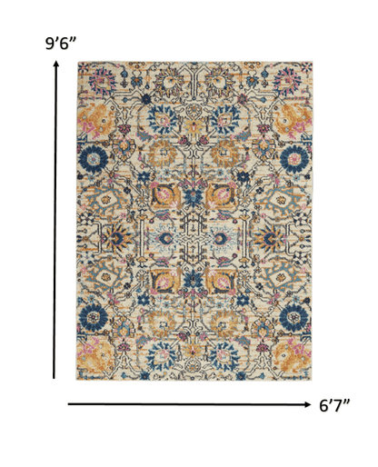 2’ X 3’ Ivory And Multicolor Floral Buds Scatter Rug