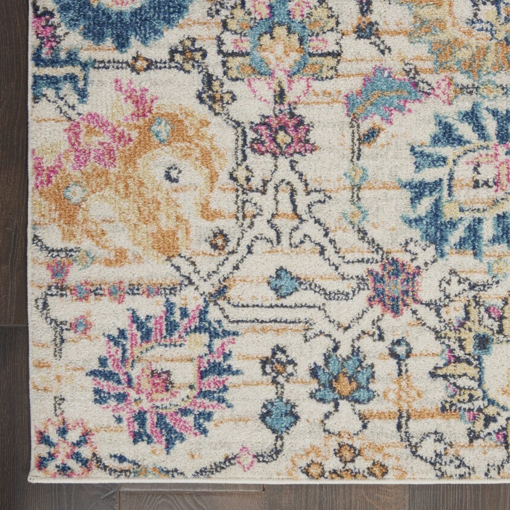 2’ X 3’ Ivory And Multicolor Floral Buds Scatter Rug