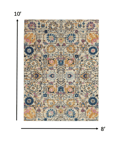 2’ X 3’ Ivory And Multicolor Floral Buds Scatter Rug