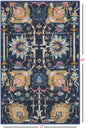 2’ X 3’ Navy Blue Floral Buds Scatter Rug