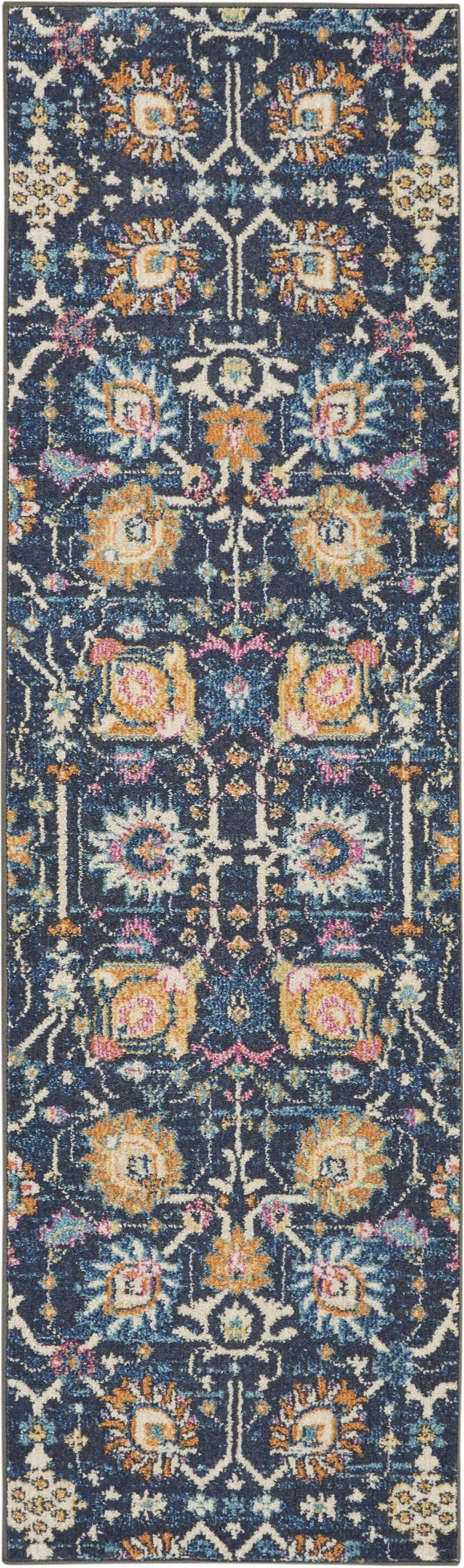 2’ X 3’ Navy Blue Floral Buds Scatter Rug