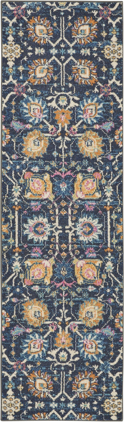 2’ X 3’ Navy Blue Floral Buds Scatter Rug
