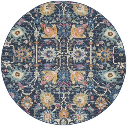 2’ X 3’ Navy Blue Floral Buds Scatter Rug