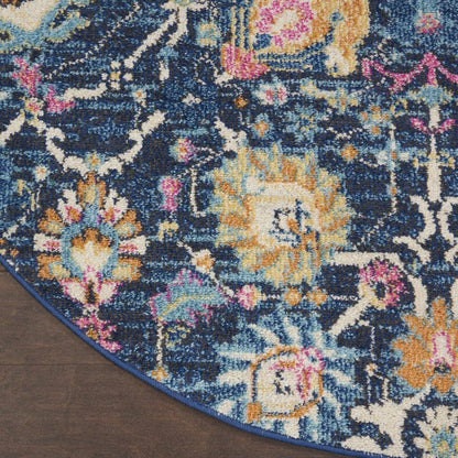 2’ X 3’ Navy Blue Floral Buds Scatter Rug