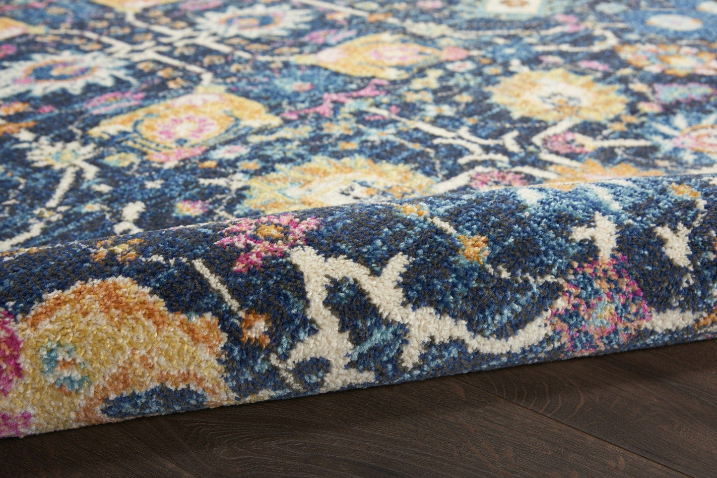 2’ X 3’ Navy Blue Floral Buds Scatter Rug