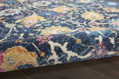 2’ X 3’ Navy Blue Floral Buds Scatter Rug