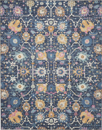 2’ X 3’ Navy Blue Floral Buds Scatter Rug