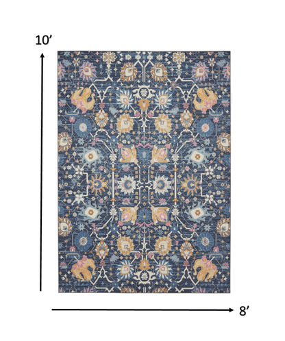 2’ X 3’ Navy Blue Floral Buds Scatter Rug