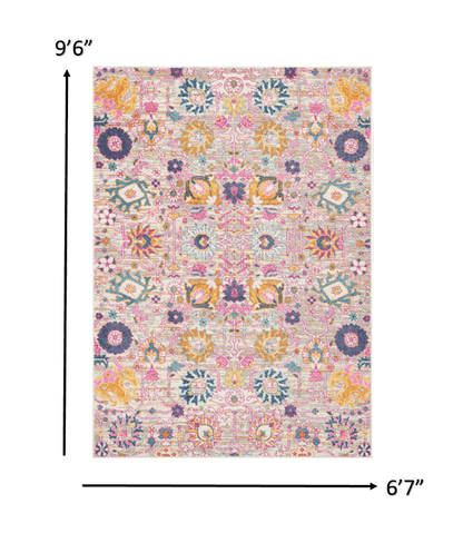 2’ X 3’ Gray And Pink Distressed Scatter Rug