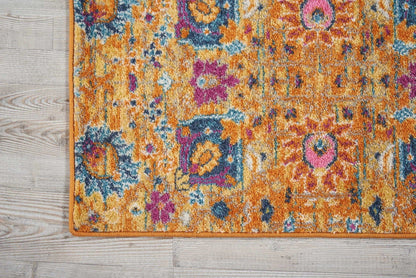 2’ X 3’ Sun Gold And Navy Distressed Scatter Rug