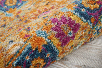 2’ X 3’ Sun Gold And Navy Distressed Scatter Rug