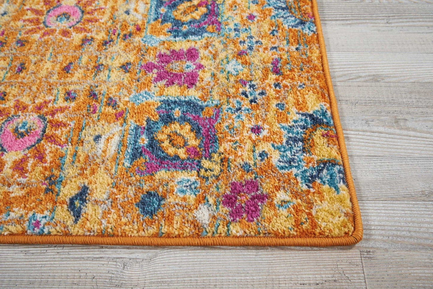 2’ X 3’ Sun Gold And Navy Distressed Scatter Rug