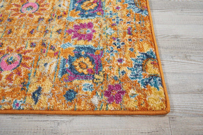 2’ X 3’ Sun Gold And Navy Distressed Scatter Rug