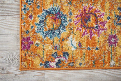 2’ X 3’ Sun Gold And Navy Distressed Scatter Rug