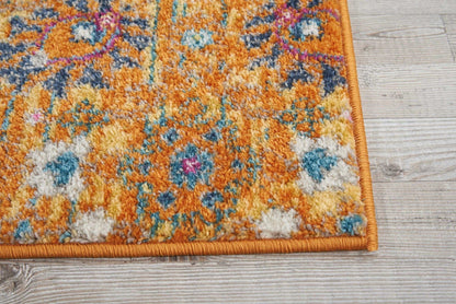 2’ X 3’ Sun Gold And Navy Distressed Scatter Rug