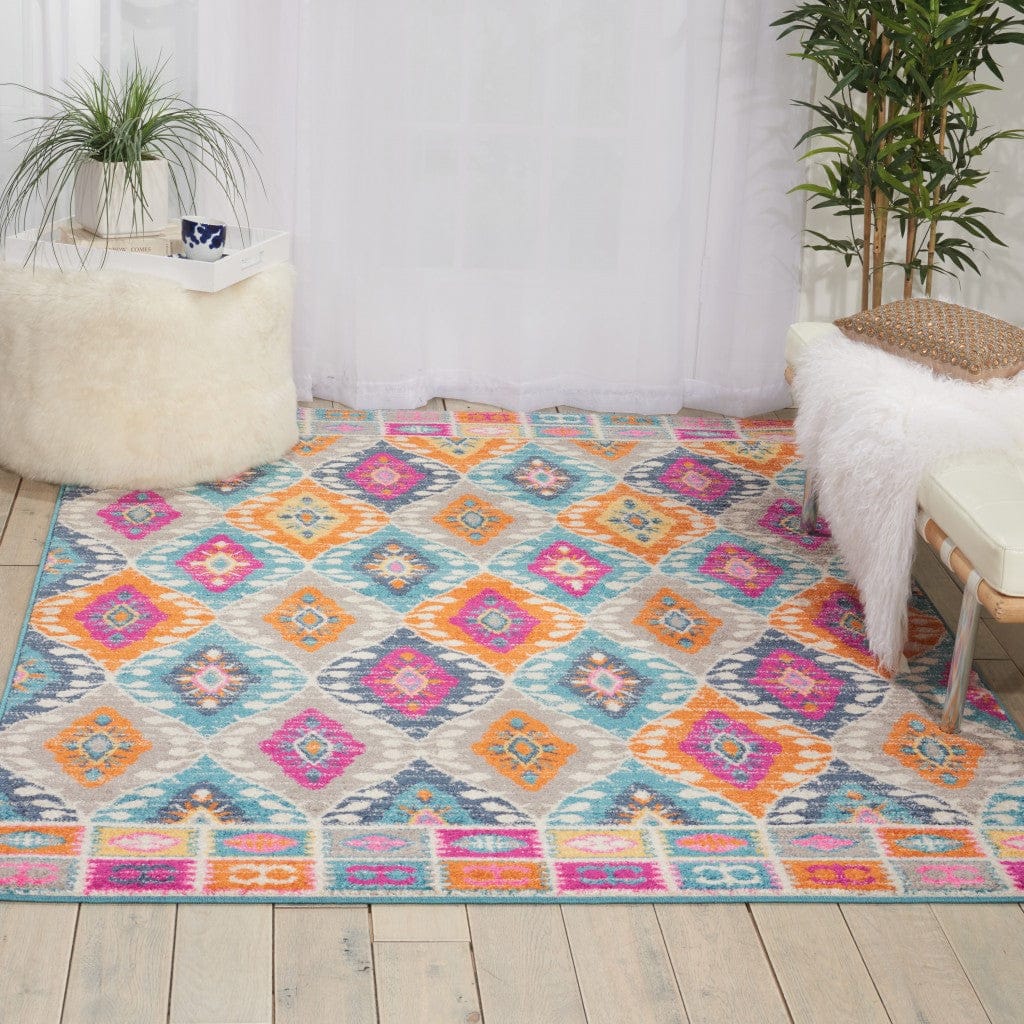 5’ X 7’ Multicolor Ogee Pattern Area Rug
