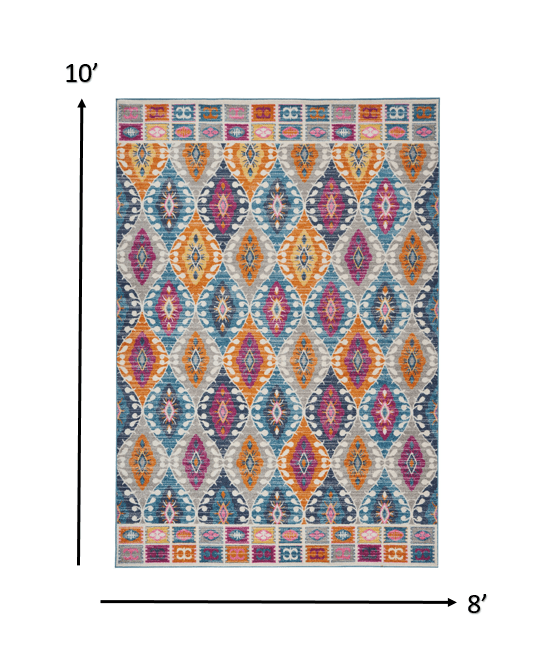 5’ X 7’ Multicolor Ogee Pattern Area Rug