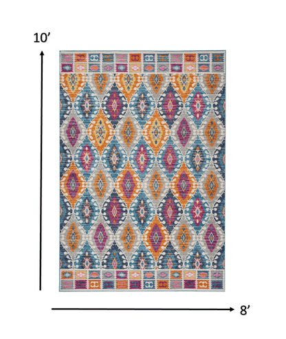 5’ X 7’ Multicolor Ogee Pattern Area Rug