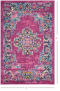 2’ X 10’ Fuchsia And Blue Distressed Runner Rug