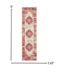 2’ X 6' Ivory And Fuchsia Distressed Runner Rug
