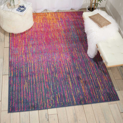 5’ X 7’ Rainbow Abstract Striations Area Rug