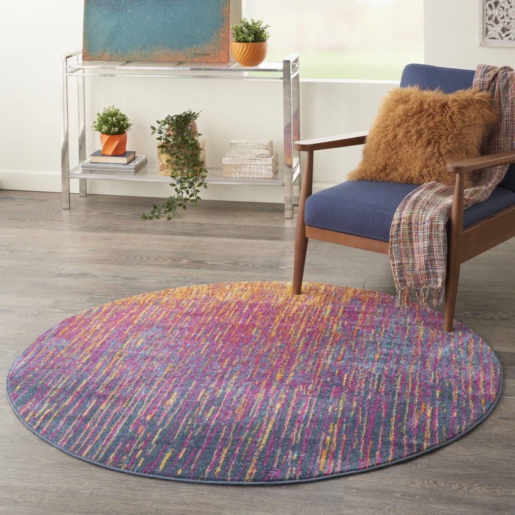 5’ X 7’ Rainbow Abstract Striations Area Rug
