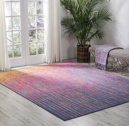 5’ X 7’ Rainbow Abstract Striations Area Rug
