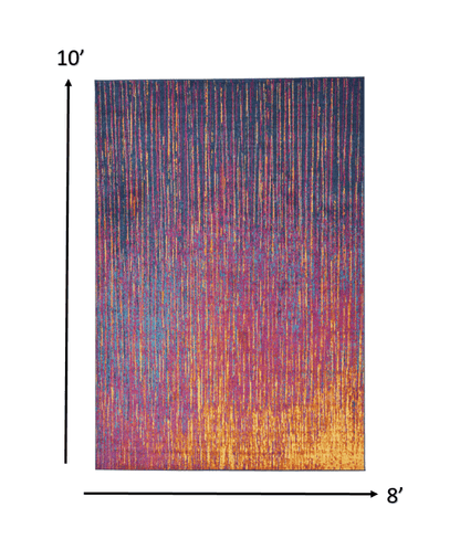 5’ X 7’ Rainbow Abstract Striations Area Rug