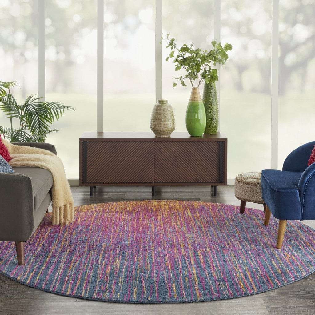 5’ X 7’ Rainbow Abstract Striations Area Rug